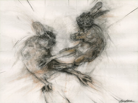 "Dueling Hares" Giclée Print